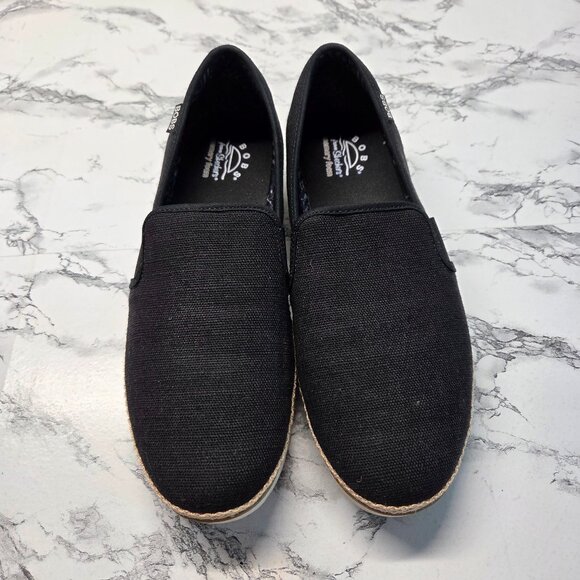 BOBS Woman's Size 11 Skechers Black Memory Foam Slip On Shoes - Picture 1 of 8